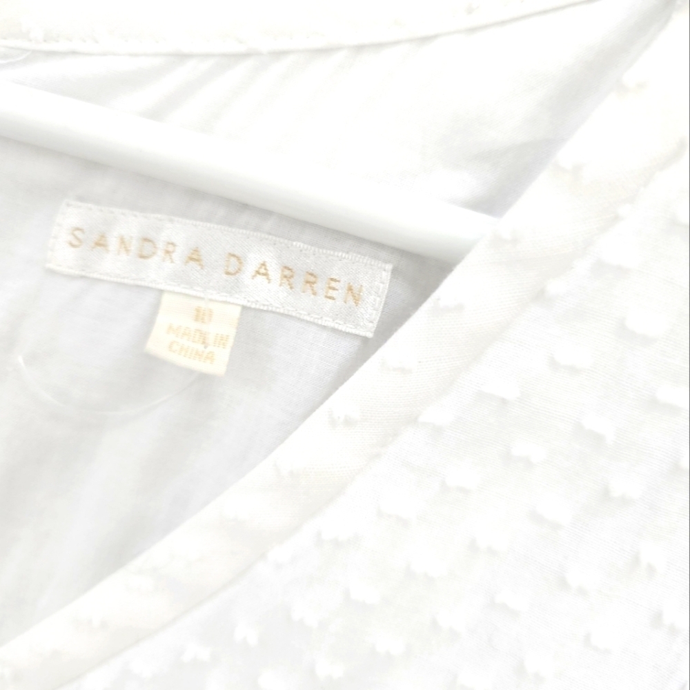 New Sandra Darren White Swiss Dot Fit and Flare - Picture 8 of 9